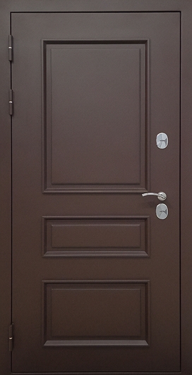 Металлофиленчатая входная дверь с порошковым напылением коричневого цвета