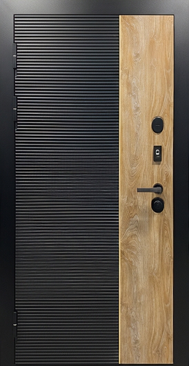 Современная входная дверь с комбинированными панелями MDF черного цвета